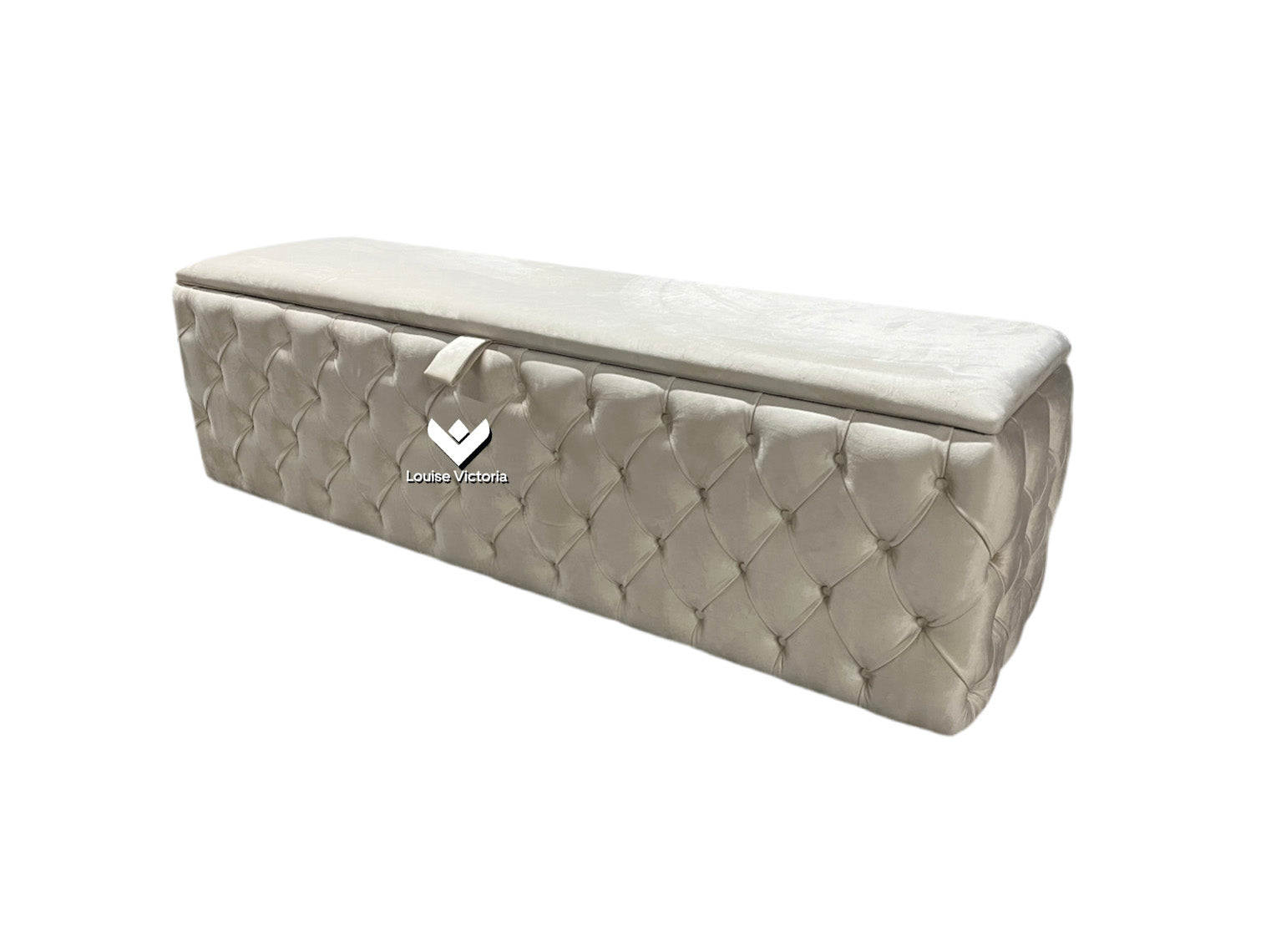 Cream Velvet Chesterfied Ottoman Storage Box